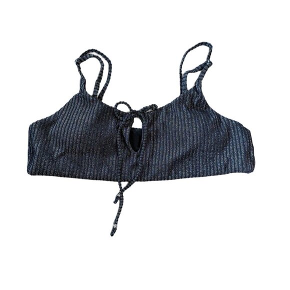 Andie Swim The Waikiki Top Black Ribbed Glitter Size Large - Picture 5 of 12
